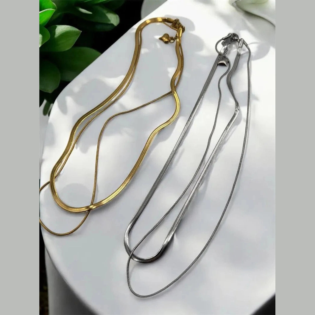Gold-Plated Layered Necklace Set for Women